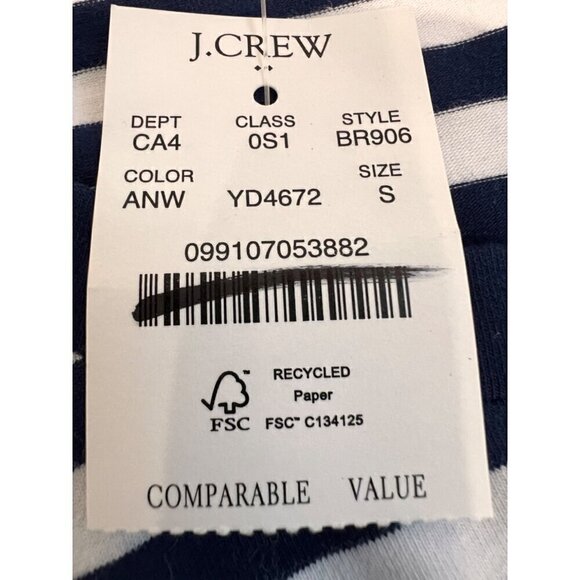 New J. Crew Size S Navy and White Striped Tie Back Knit Midi Dress BR906 - Picture 12 of 12